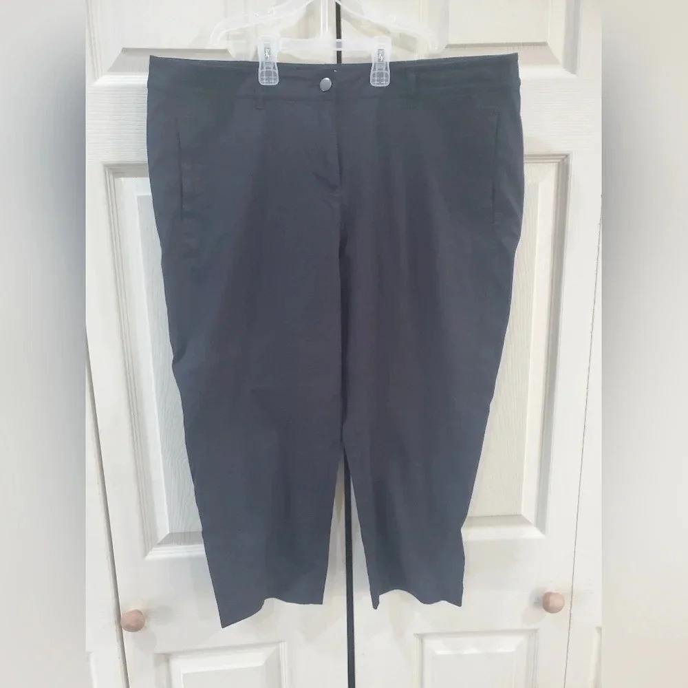 Eileen Fisher‎ Large Black Washable ankle pants Cotton Blend Stretch Pull on